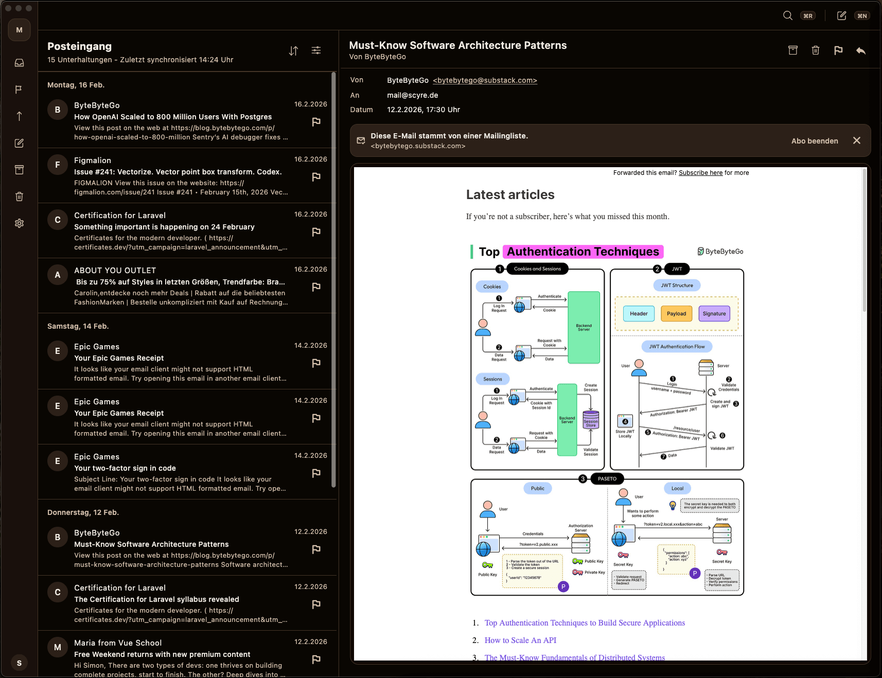 Envoy Mail Inbox mit Thread-Ansicht für fokussierte E-Mail-Bearbeitung.